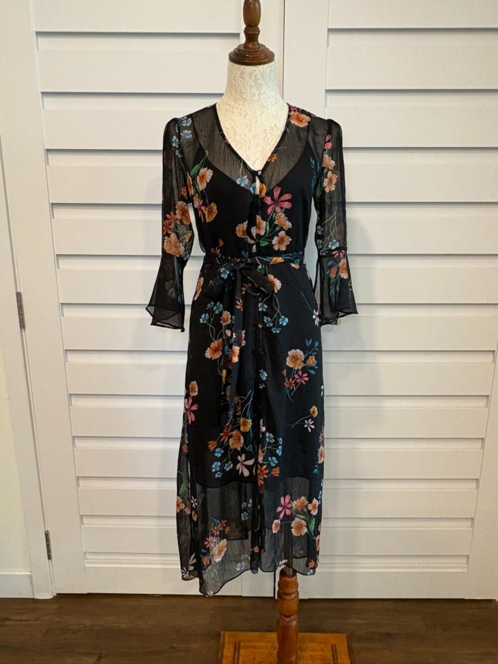 RACHEL Rachel Roy Rosita Floral Sheer Romantic Midi Beth Dutton Date Dress - Picture 6 of 15
